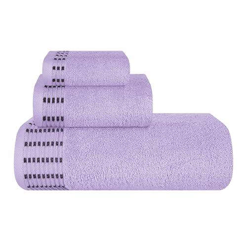 MALLONI HOME Ultra Soft 3er-Pack Baumwoll-Handtuch-Set, enthält a übergroße Badetücher 70 x 140 cm, a Handtücher 40 x 60 cm und a Waschbetten 30 x 30 cm, Dunkelviolett von MALLONI HOME