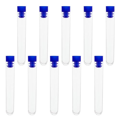 10 Stück Reagenzgläser Kunststoff,Probenbehälter Reagenzglas,Zentrifugenröhrchen mit Schraubverschluss und Abgestuften,Transparent Röhrchen,Probenröhrchen für Labor Chemie Experimente (11 x 1.5CM) von MALOUSUN