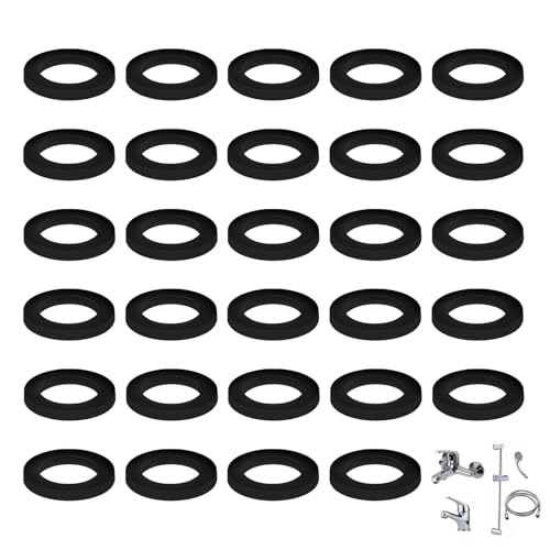 30 Stück Dichtungsringe,Dichtungsring Duschkopf,Brauseschlauch Wasserhähne Zubehör (Schwarz) von MALOUSUN
