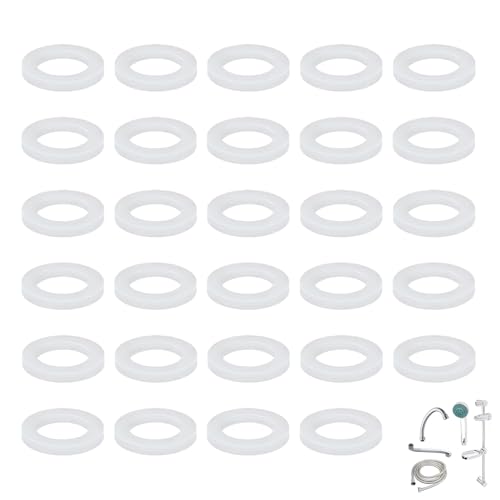 30 Stück Dichtungsringe,Dichtungsring Duschkopf,Brauseschlauch Wasserhähne Zubehör (Weiß) von MALOUSUN
