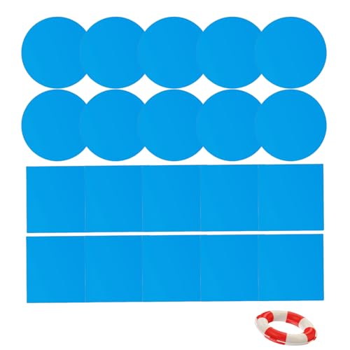 20 Stück Pool Reparaturset,PVC Pool Flicken,Unterwasser Reparatur Klebeband,Poolfolie Reparaturset,Pools Flickzeug,Poolflicken Selbstklebend,Kleber für Aufblasbaren Sofas(10 Kreise und 10 Quadrate) von MALOUSUN