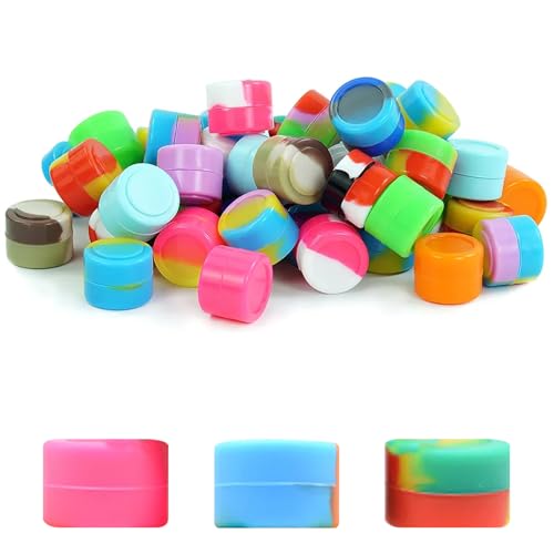 30 Stück Silikon Dab Behälter,2 ml Kleine Behälter,Mini Runde Wachs Behälter,Bunte Tupferbehälter,Multifunktional Silikonbehälter,Töpfe Boxen,Silikonglas für Lagerung,Lippenbalsam,Kosmetik,Creme von MALOUSUN