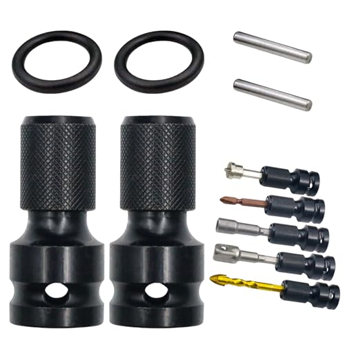 2 Stück Stecknuss Adapter,Schlagschrauber Bit Adapter Passende Lederschleife Pfeife,1/2 Auf 1/4 Schraubendreher Bithalter,Bithalter Akkuschrauber Schnellspann Konverter für Schlagratschenschlüssel von MALOUSUN