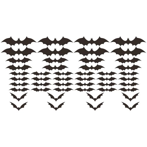 48 Stück Halloween-Aufkleber mit Fledermaus-Motiv, Wandaufkleber, Dekoration, Fledermäuse, Fensteraufkleber, Halloween-Requisiten 48 Stück Halloween-Aufkleber mit Fledermaus-Motiv, Wandaufkleber, Dekoration, Fledermäuse, Fensteraufkleber, Halloween-Requisiten von MALSSE