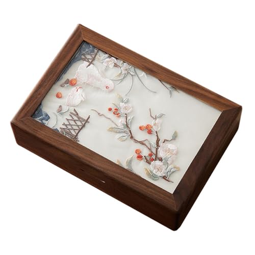 Anspruchsvoller Schmuckhalter aus Walnussholz, Aufbewahrungslösung für Uhren mit Stickerei, stilvolle Accessoires, Vitrine, Holz-Schmuckhalter von MALSSE