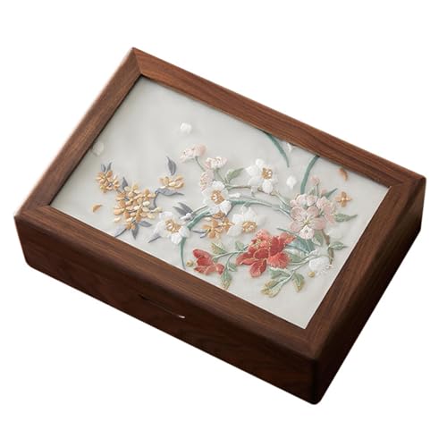 Anspruchsvoller Schmuckhalter aus Walnussholz, Aufbewahrungslösung für Uhren mit Stickerei, stilvolle Accessoires, Vitrine, Holz-Schmuckhalter von MALSSE