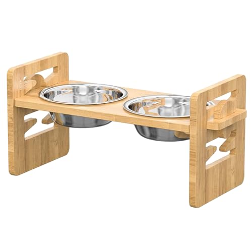 Futternapf für Haustiere, gegen Erbrechen, für kleine Hunde, Doppel-Futterspender, Wasserspender, Trinkzubehör, Titelkatzen-Schüssel von MALSSE