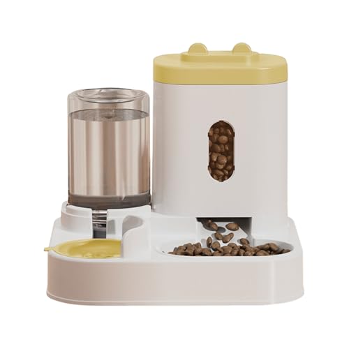 Großer Futternapf für Katzen, 2-in-1-Futterspender für Haustiere, mit Wasserbrunnen-Futterspender und Bewässerung, Futterbehälter, Zubehör, automatische Futterspender für Haustiere von MALSSE