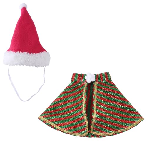Hundeumhang mit Weihnachtsmannmütze, Set für Katzen, Weihnachten, Kostüm, Festival, Mottoparty, Kleidung, kleine Katzen, Hunde, Cosplay, Requisiten, Outfit, Urlaub, Haustierkostüm von MALSSE