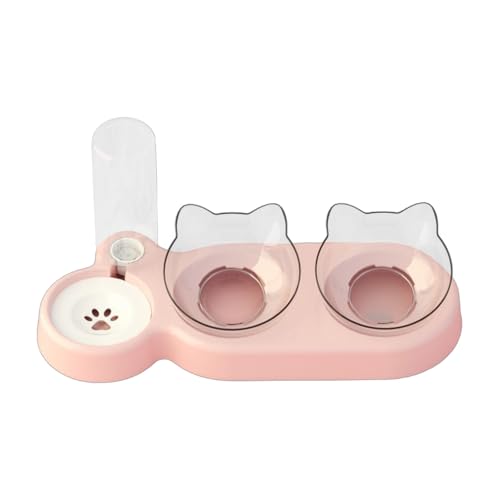 Innovativer automatischer Wasserspender für Haustiere mit Doppelnäpfen zum Füttern und Trinken, transparenter Napf für Katzen und Hunde, Futter für den Innenbereich, kleine Lebensmittel, klein von MALSSE