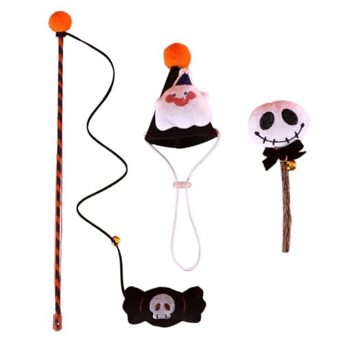 MALSSE Halloween-Kegelhut für Spielzeug mit Stab Kürbis Übung Indoor Spielzeug Katzen Zauberstab Teaser Katzen Kauen Halloween Katzen MALSSE Halloween-Kegelhut für Spielzeug mit Stab Kürbis Übung Indoor Spielzeug Katzen Zauberstab Teaser Katzen Kauen Halloween Katzen von MALSSE