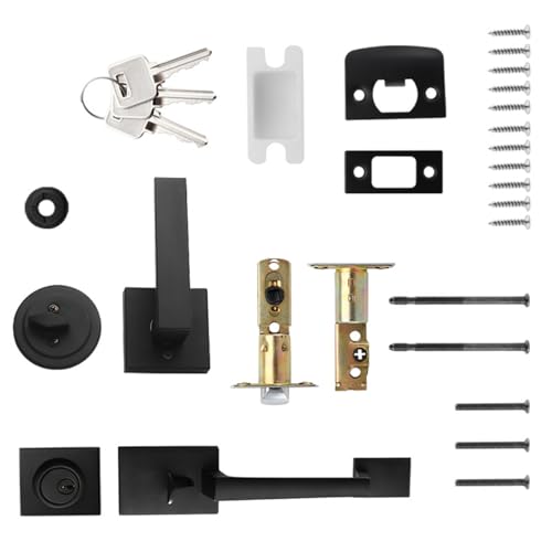 MALSSE Upgrades Türgriff-Set, quadratisch, ohne Mechanismus, Metall-Türgriff-Set, wendbar, für Rechts- und Linkshänder von MALSSE