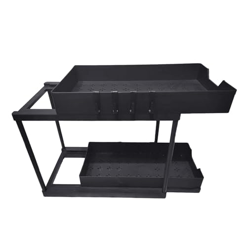 MALSSE Vielseitiges ausziehbares Schrankregal mit stabilen Körben und Zubehörhaltern, Küchenzubehör für Organisation, Küchenutensilien, Organizer von MALSSE