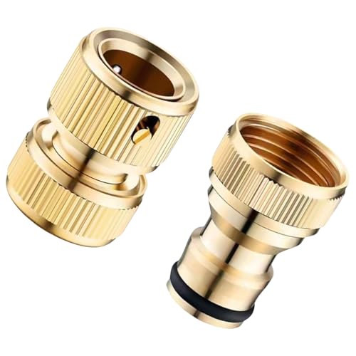 Schlauchkupplung aus Messing, 1,3 cm, Schnellverbindungsadapter, Wasseranschluss für Wasserhahnventile und Gartenbewässerungssysteme, Schnellentriegelungsadapter von MALSSE