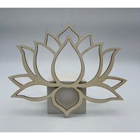Holzschild Lotusblüte Holz Als Wanddeko Oder Makramee von MALSartGeschenke