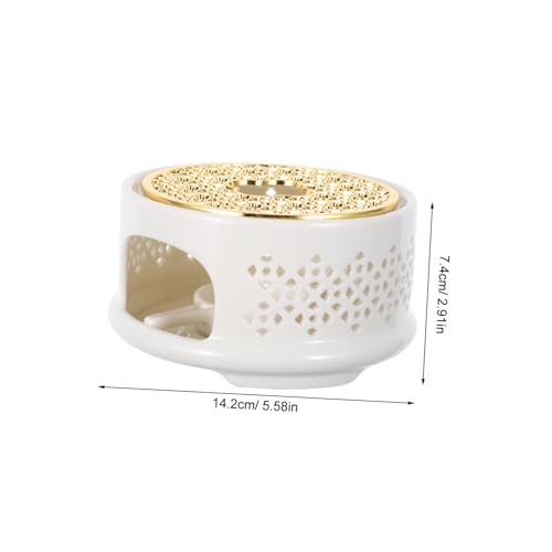 MALUGOGO Porzellan Teekanne Heizung mit Einzigartigem Löffeldeckel Keramik Stövchen Boden für Glas Teekannen Kerzenheizgerät Dauerwärme für Tee Kaffee Zeremonie Zubehör von MALUGOGO