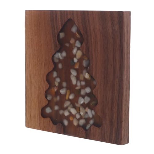 MALUGOGO Quadratische Untersetzer aus Holz, Weihnachtsbaum-Design, hitzebeständig, für Kaffee, Tee, Tassen, Mehrzweck-Partytischschutz und Urlaubsdekoration von MALUGOGO