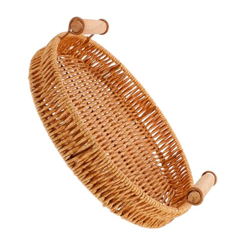 MALUGOGO Rattan-Brotkorb mit Holzgriff, multifunktional, wiederverwendbar, Obst- und Snack-Aufbewahrungskorb für Küche und Zuhause, PVC-gewebter Halter MALUGOGO Rattan-Brotkorb mit Holzgriff, multifunktional, wiederverwendbar, Obst- und Snack-Aufbewahrungskorb für Küche und Zuhause, PVC-gewebter Halter von MALUGOGO