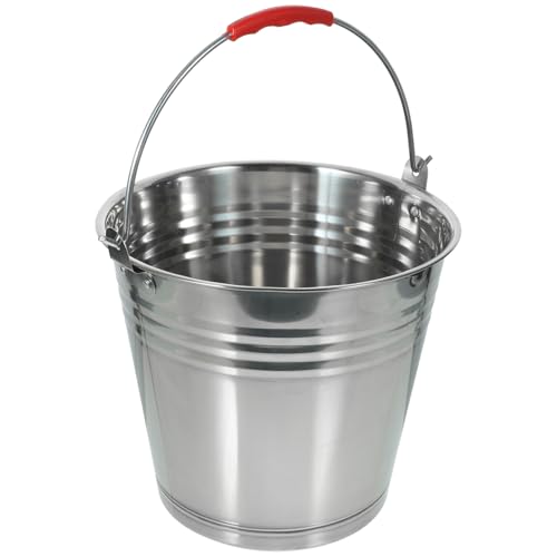 MALUGOGO Tragbarer Edelstahl-Wassereimer mit Griff, Mehrzweck-Eimer für Zuhause, Küche, Camping, robuste Tragfähigkeit und einfache Mobilität von MALUGOGO