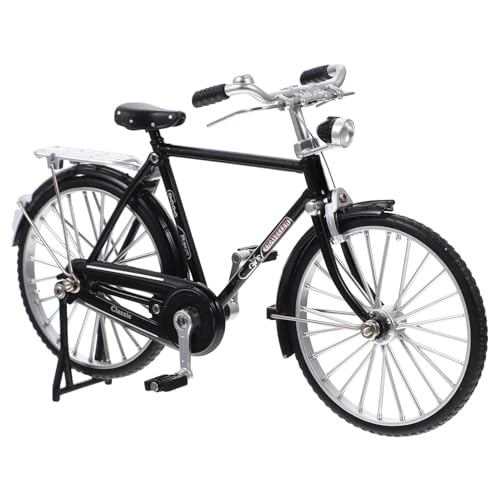 MALUGOGO Vintage Mini-Fahrradstatue Legierung Ornament mit Sockel Stabiles Desktop-Fahrradmodell für Heimdekoration und kognitives Lernen Schwarz Retro Handwerkskunst für Jungen von MALUGOGO