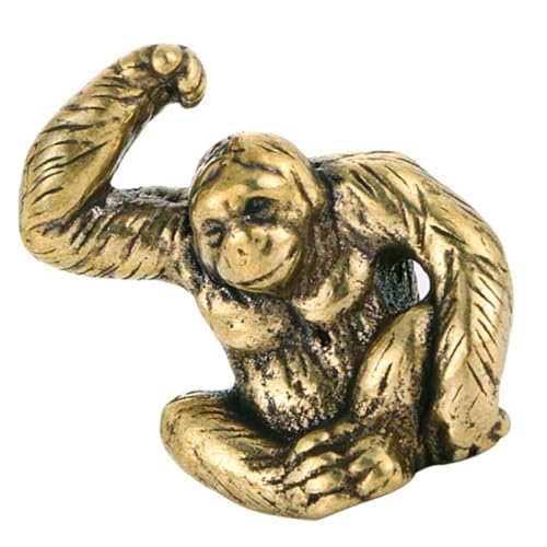 MALUGOGO Vintage-Stil Messing Gorilla Statue Retro Desktop Tier Figur Miniatur Ornament für Home Office Tischplatte Verzierung Einzigartige Skulptur von MALUGOGO