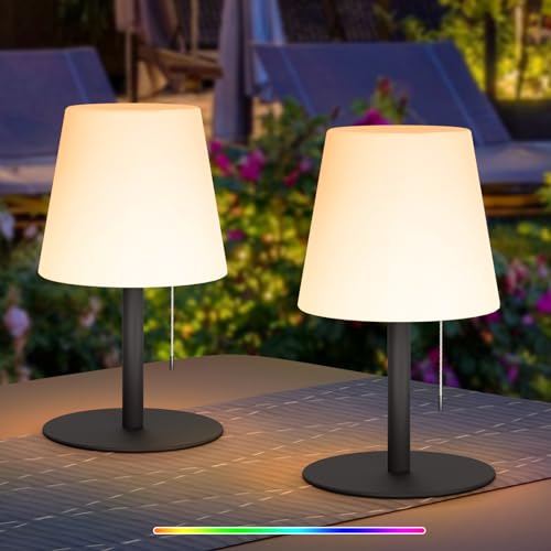 MALUX Led Akku Outdoor Tischlampe 8 Farben Led Akku Tischlampe Dimmbar Tragbare Outdoor Tischleuchte ​Für Außen Garten Schlafzimmer Camping Schlafzimmer Tisch Dekoration (Schwarz-2) von MALUX