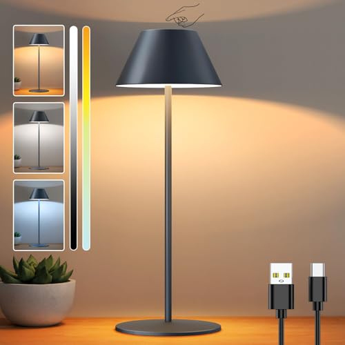 MALUX LED Tischlampe Kabellos Tischlampe Kabellos Dimmbare Touch Control USB Akku Tischlampe Akku Tischleuchte für Haus Garten Esstisch Schlafzimmer Arbeitszimmer Balkon Hotel von MALUX