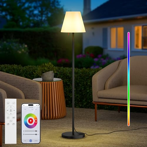 MALUX LED Stehlampe USB Dimmbar Warmweiß und RGB Idealess Dekor für Ihr Haus,Hotel Esstisch und Garten (Schwarz) von MALUX