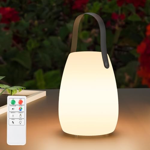 MALUX Led Tischlampe Akku Mit Fernbedienung Warmweiß 8 Farben Dimmbar Tischleuchte Outdoor Wasserdicht Ideales Dekor Für Ihr Haus Und Garten(Kieselgel) von MALUX