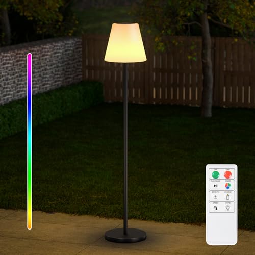 MALUX Solar Stehlampe Outdoor Mit Warmweiß RGB 8 Farben LED USB Aufladbar IP44 Wasserdicht Für Garten Terrasse Balkon Innenbereich Außenbereich Dekor 150 cm von MALUX