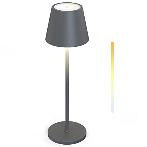 MALUX Tischlampe Kabellos, Dimmbare Touch control Tischleuchte mit Warmweiß 8 Farben RGB Led Akku wasserdicht IP54 für Haus und Garten Esstisch Schlafzimmer Arbeitszimmer Balkon Hotel von MALUX