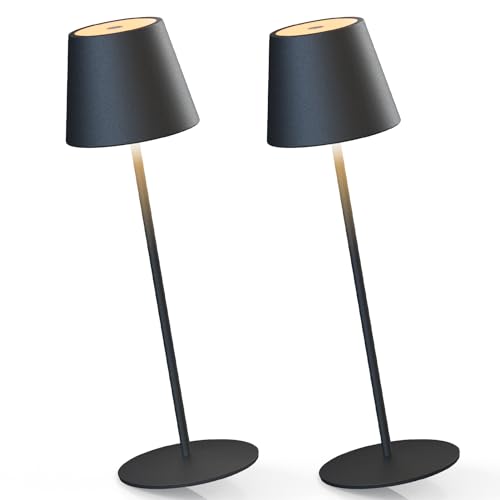 MALUX Tischlampe Kabellos 2Stück Touch Control Dimmbare Warmweiß 2700K-4000K Metall Led Tischlampe Akku Wasserdicht IP54 Led Akku Tischleuchte für Garten Esstisch Schlafzimmer Balkon Hotel(Schwarz) MALUX Tischlampe Kabellos 2Stück Touch Control Dimmbare Warmweiß 2700K-4000K Metall Led Tischlampe Akku Wasserdicht IP54 Led Akku Tischleuchte für Garten Esstisch Schlafzimmer Balkon Hotel(Schwarz) von MALUX