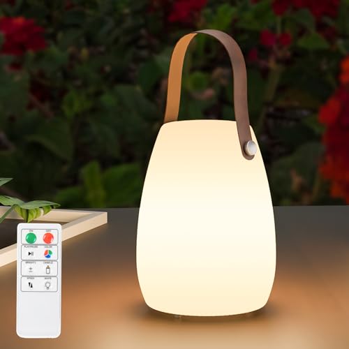 MALUX led tischlampe akku mit Fernbedienung Warmweiß 8 Farben Dimmbar Tischleuchte Outdoor Wasserdicht Ideales Dekor für Ihr Haus und Garten 1Pack ostern dekoration (small) (E/Leder,small) von MALUX