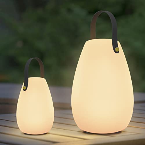 MALUX led tischlampe akku mit Fernbedienung Warmweiß 8 Farben Dimmbar Tischleuchte Outdoor Wasserdicht Ideales Dekor für Ihr Haus und Garten 2Packs ostern dekoration (Big & small) (B/Kieselgel) von MALUX