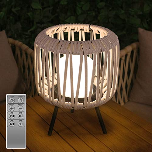 MALUX tischleuchte kabellos Dimmbare Wiederaufladbar 2-Farbtemperaturen Warmweiß Kerzenlicht Indoor & Outdoor tischlampe kabellos IP54 wasserdicht led tischlampe akku für Garten Terrasse Cafe von MALUX