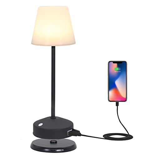 Tischlampe Kabellos Dimmbare Touch control mit Warmweiß RGB Ausgang der Powerbank Drahtlose Ladung Led Tischlampe Akku IP54 für Ihr Haus und Garten Esstisch Schlafzimmer Arbeitszimmer Balkon Hotel von MALUX