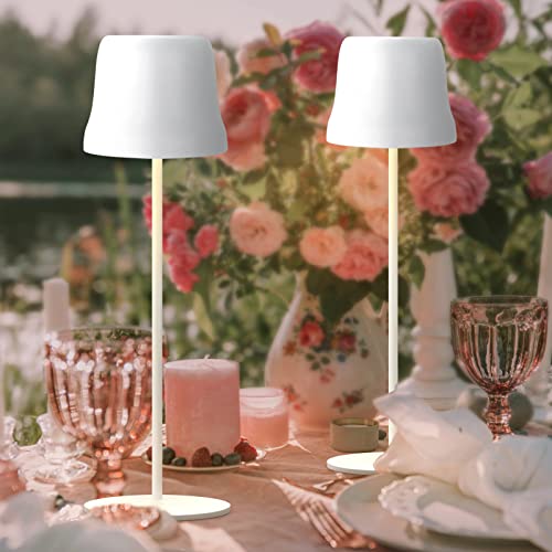 Tischlampe Kabellos Dimmbare Touch Control Led Tischlampe Akku mit Warmweiß 8 Farben RGB Tischleuchte kabellos wasserdicht für Ihr Haus Garten Esstisch Schlafzimmer Arbeitszimmer Balkon Hotel(F/Weiß) von MALUX