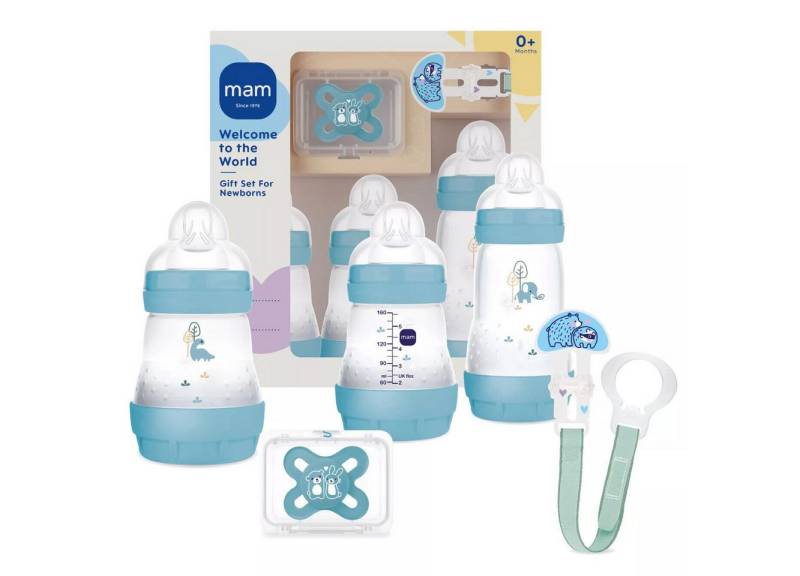 MAM Babyflasche Welcome to the World Set, Geschenk zur Geburt, Baby Geschenkset 5-tlg von MAM