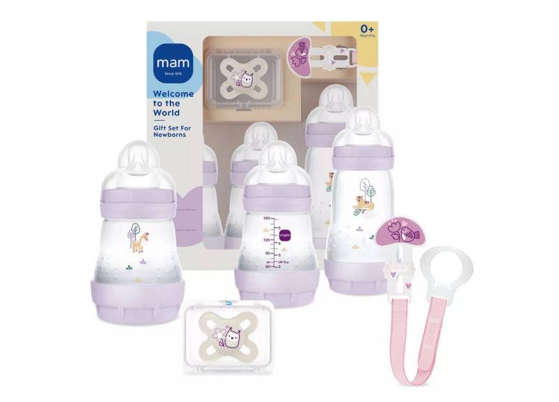 MAM Babyflasche Welcome to the World Set, Geschenk zur Geburt, Baby Geschenkset 5-tlg von MAM