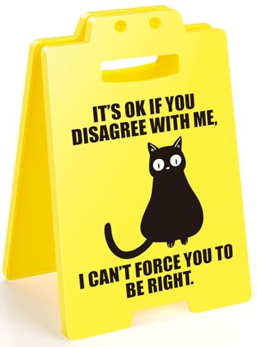 Lustiges schwarzes Katzen-Schreibtischschild – sarkastische Bürodekoration für Kollegen, "I Can't Force You to Be Right", Geschenk für Männer, Frauen und Chef, Humorschild Lustiges schwarzes Katzen-Schreibtischschild – sarkastische Bürodekoration für Kollegen, "I Can't Force You to Be Right", Geschenk für Männer, Frauen und Chef, Humorschild von MAMAGIFTREE