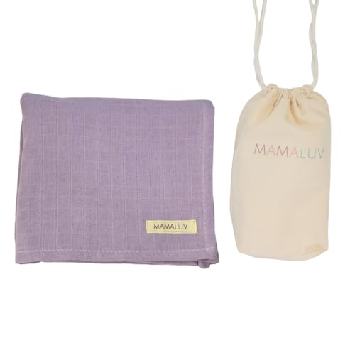MAMALUV Muslin Swaddle, 100% Baumwolle Musselin Tuch Wickeltuch Baby, Weich und Atmungsaktiv Musselin Decke für Empfindliche Babyhaut, Waschbar bei 30°C, Unisex, lila, 80x90 cm von MAMALUV