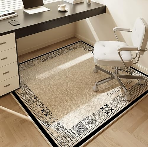 MAMAM Quadratischer Wohnzimmerteppich mit Vintage-Muster,Boho-Büroteppich mit geometrischen Mustern,Pflegeleichter Computerstuhlteppich,Verdickter Rutschfester Schlafzimmerteppich(C,80 * 80CM) von MAMAM