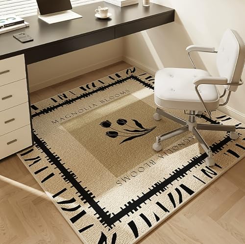 MAMAM Quadratischer Wohnzimmerteppich mit Vintage-Muster,Boho-Büroteppich mit geometrischen Mustern,Pflegeleichter Computerstuhlteppich,Verdickter Rutschfester Schlafzimmerteppich(E,150 * 150CM) von MAMAM