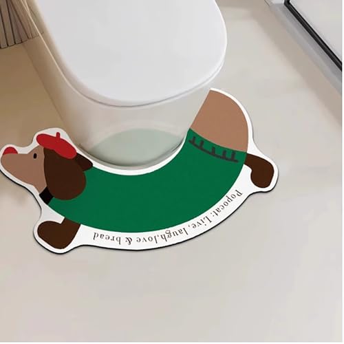 MAMAM U-förmige Toiletten-Fußmatten mit Cartoon-Tiermustern, unregelmäßig geformter saugfähiger Badvorleger aus Kieselgur, rutschfeste Badematte, schmutzabweisender Teppich für das Kinderzimmer(B) von MAMAM