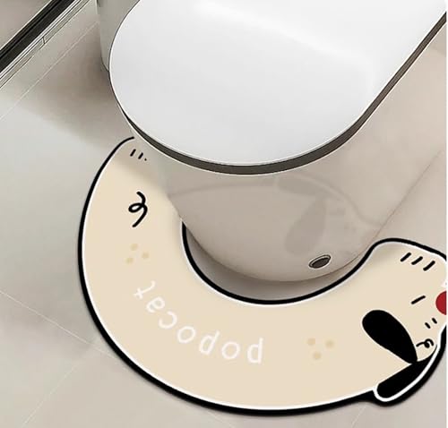 MAMAM U-förmige Toiletten-Fußmatten mit Cartoon-Tiermustern, unregelmäßig geformter saugfähiger Badvorleger aus Kieselgur, rutschfeste Badematte, schmutzabweisender Teppich für das Kinderzimmer(D) von MAMAM
