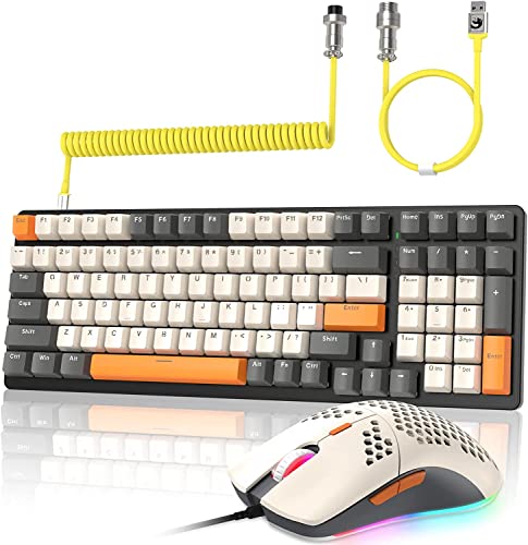 K3 Apex Pro Gaming Tastatur und Maus Set + Coiled USB C Kabel, Kabelgebundene 98 Tasten RGB Mechanische Tastatur Linear Red Switch, 6400DPI 6D RGB Ultraleichte Honeycomb Gaming Maus, für PC/MAC, von MAMBASNAKE