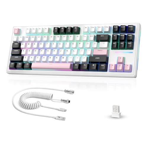 MAMBASNAKE × ATTACK SHARK TKL Hot-Swap-fähige, kabellose mechanische Gaming-Tastatur mit benutzerdefiniertem, gewickeltem USB-C-Kabel, Dreifachmodus 2,4 GHz/BT5.0/kabelgebunden, RGB, 4600mAh-Weiß/Pink MAMBASNAKE × ATTACK SHARK TKL Hot-Swap-fähige, kabellose mechanische Gaming-Tastatur mit benutzerdefiniertem, gewickeltem USB-C-Kabel, Dreifachmodus 2,4 GHz/BT5.0/kabelgebunden, RGB, 4600mAh-Weiß/Pink von MAMBASNAKE