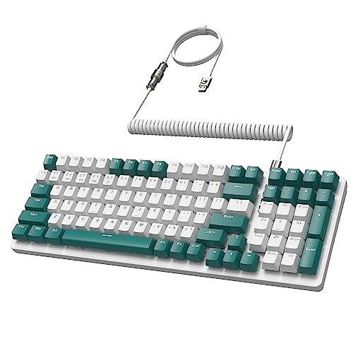 MAMBASANKE K6 Pro 96% 3 Modi Mechanische Gaming-Tastatur Hot Swap 4000 mAh 2,4 GHz/Bluetooth 5.0/kabelgebundene Tastatur mit spiralförmigem USB-Kabel Typ-C 9 RGB Blauer Schalter-Grün von MAMBASNAKE