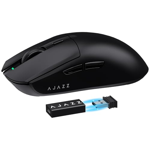 MAMBASNAKE AJAZZ AJ139PRO Superlight Kabellose Gaming-Maus, 59g Ultraleicht Esports Mouse, 26,000DPI, PAW3395 Sensor, 2.4G/Kabelgebunden, PTFE Feet, Bis zu 300 Std. Akku, G502, PC/Xbox/PS, Schwarz von MAMBASNAKE