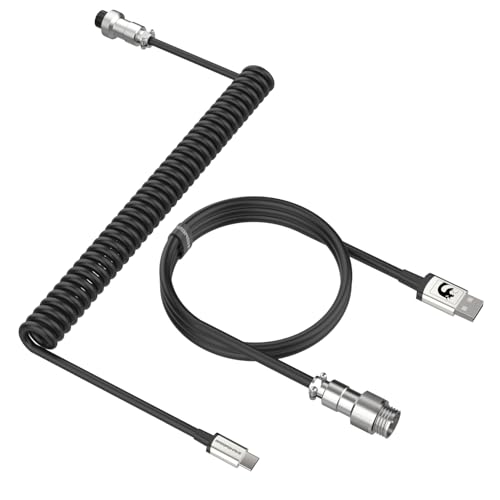 MAMBASNAKE C01 Spiral Tastaturkabel, Pro Custom Coiled USB C Kabel für Mechanische Tastatur, Typ C auf USB-A Kabel mit Abnehmbarem Metall Luftfahrtstecker,TPU für Gaming Tastatur PC Computer-Schwarz MAMBASNAKE C01 Spiral Tastaturkabel, Pro Custom Coiled USB C Kabel für Mechanische Tastatur, Typ C auf USB-A Kabel mit Abnehmbarem Metall Luftfahrtstecker,TPU für Gaming Tastatur PC Computer-Schwarz von MAMBASNAKE